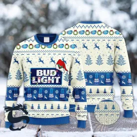 Bud Light Reindeer Snowy Night Ugly Sweater
