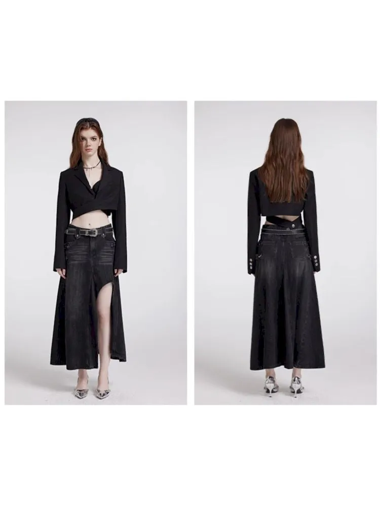 Fine flash short black blazer【s0000007176】