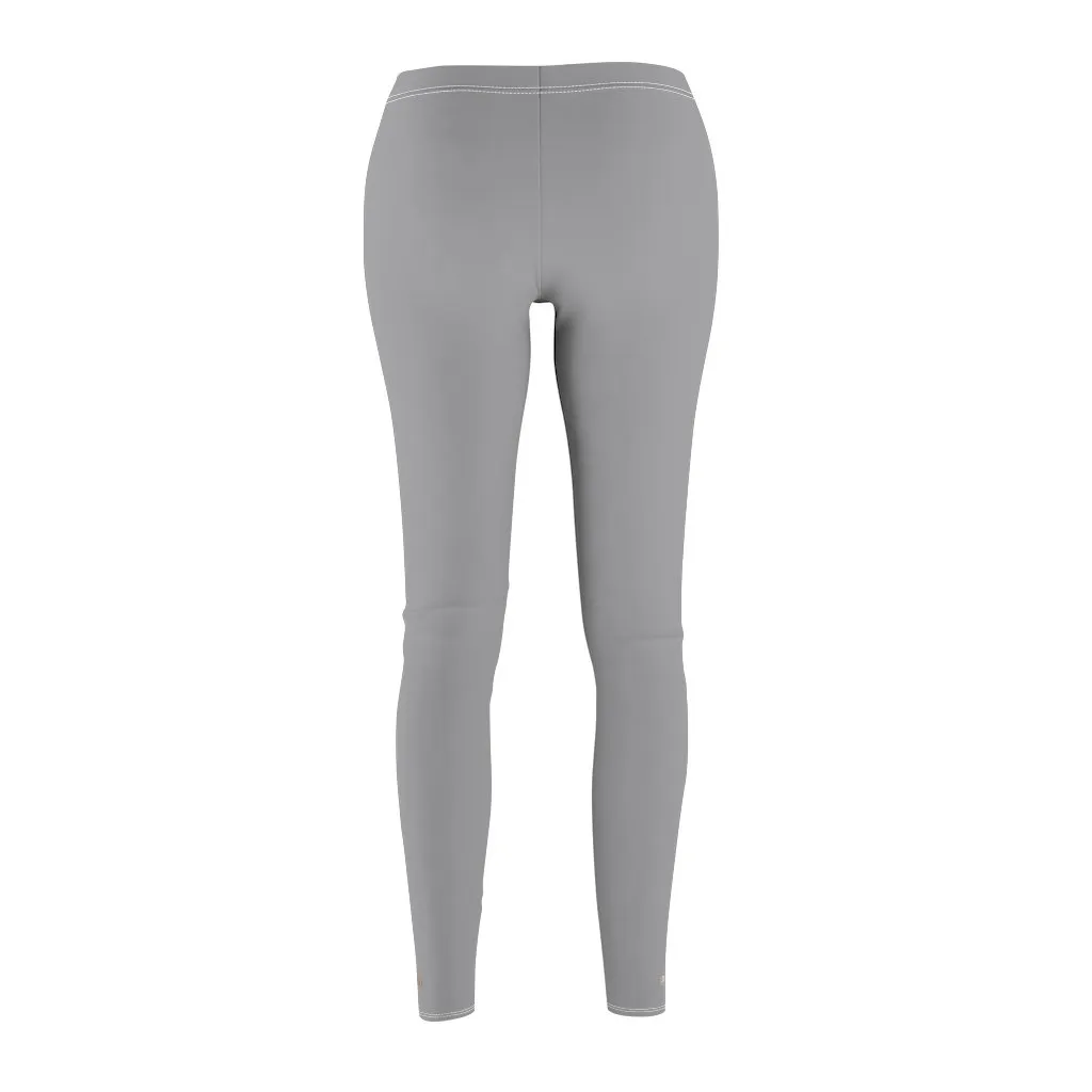 Gray Solid Color Women's Leggings, Dressy Long Fashion Casual Leggings- Made in USA