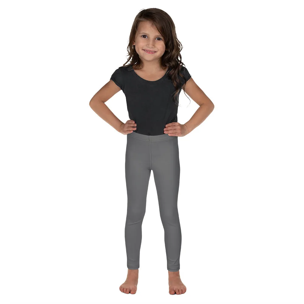 Grey Solid Color Kid's Leggings, Premium Unisex Colorful Tights For Boys & Girls-Made in USA/EU