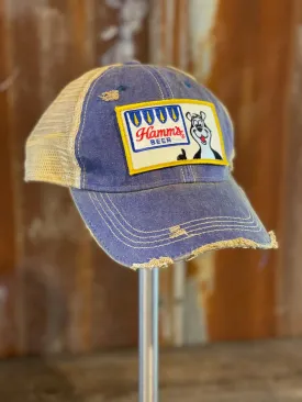 Hamm's Beer Retro Hat- Distressed Royal Blue Snapback