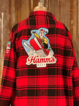 Hamm's SNOWMOBILE BEAR Heavyweight Brawny Flannel- Red/ Black