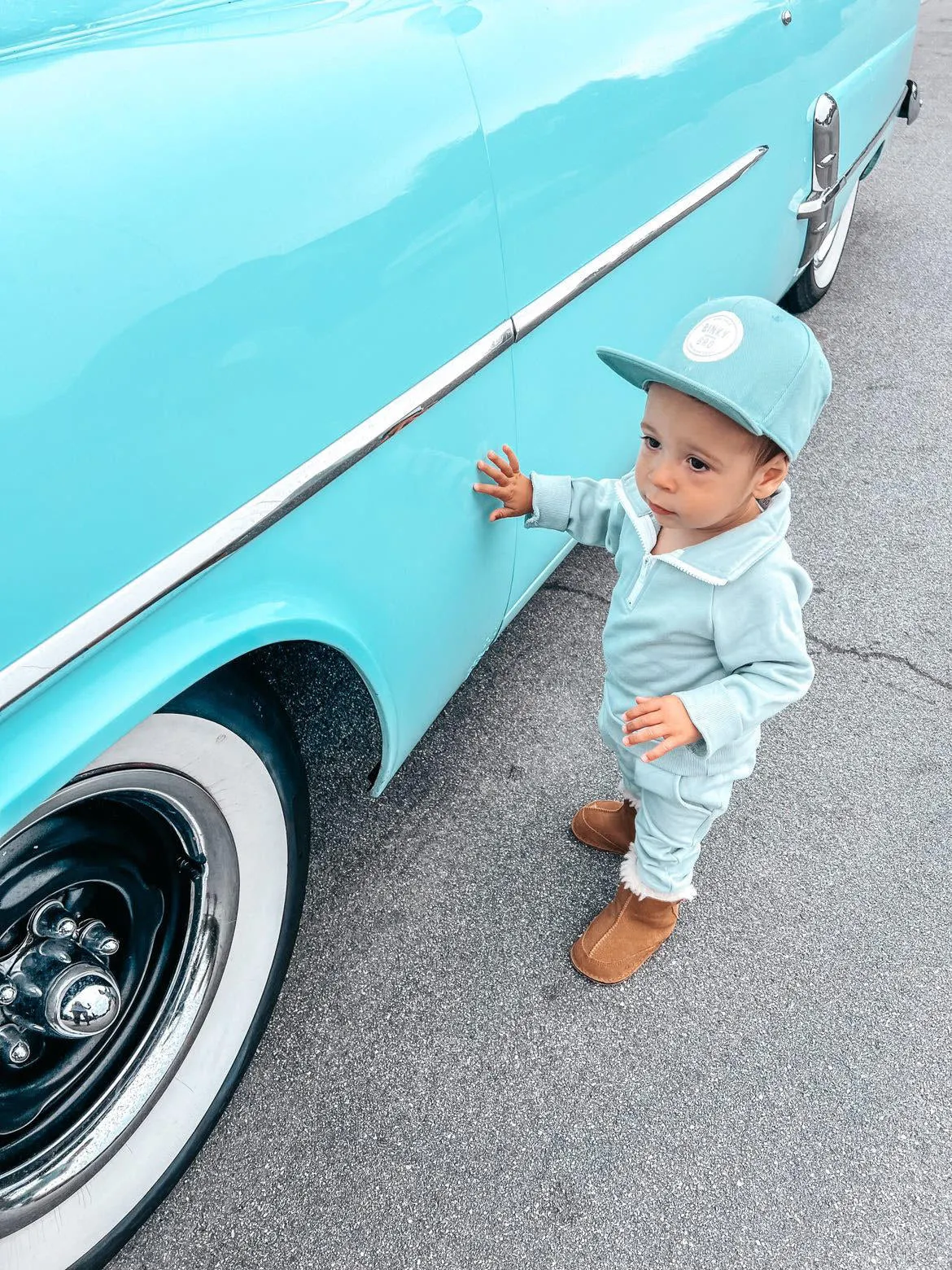 Kids 1/2 Zip Sweat Suit - Solid Seafoam