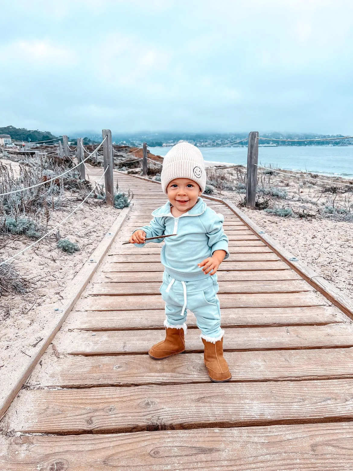 Kids 1/2 Zip Sweat Suit - Solid Seafoam