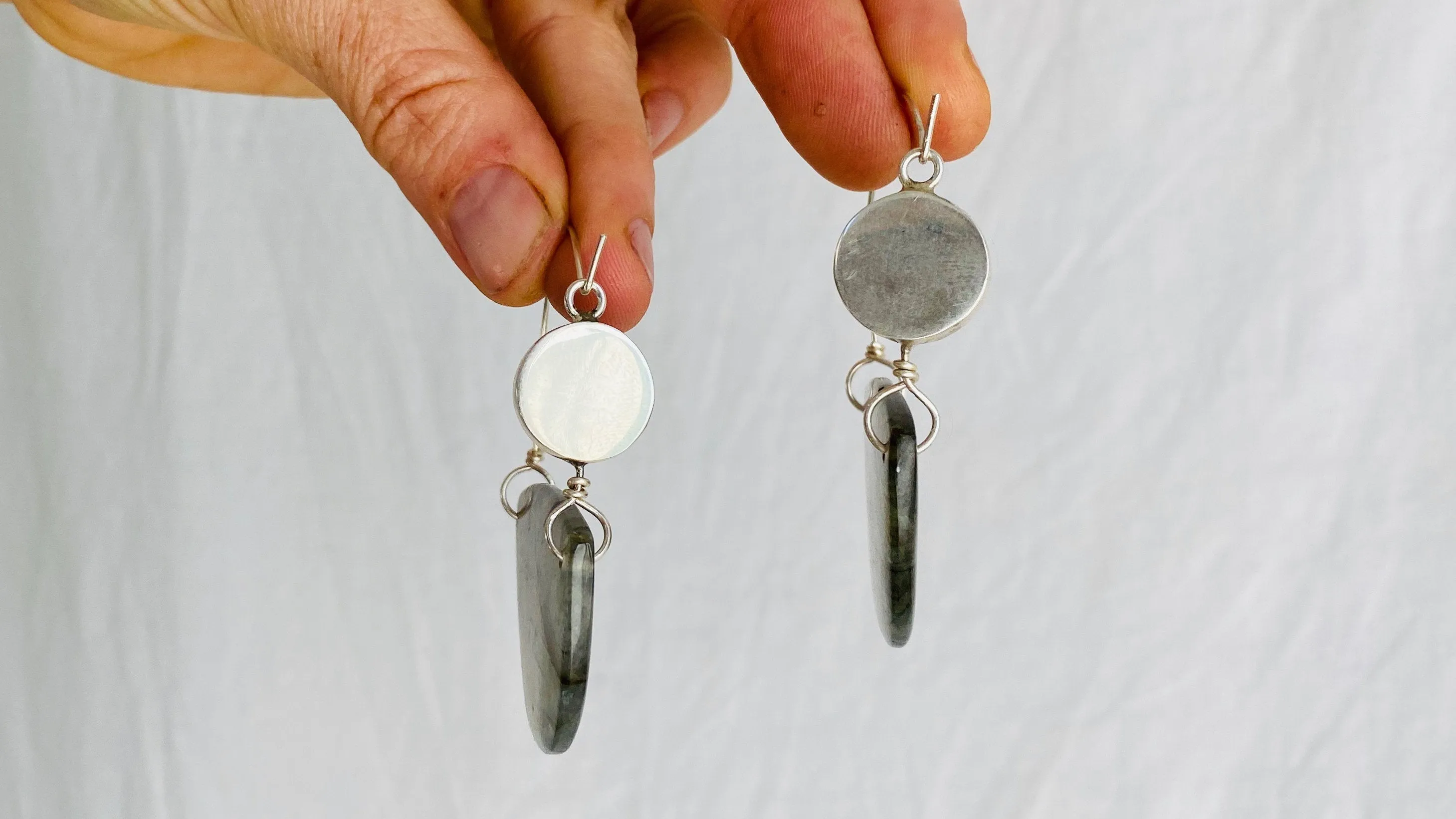 Labradorite And Sterling Earrings. Lovely Flash
