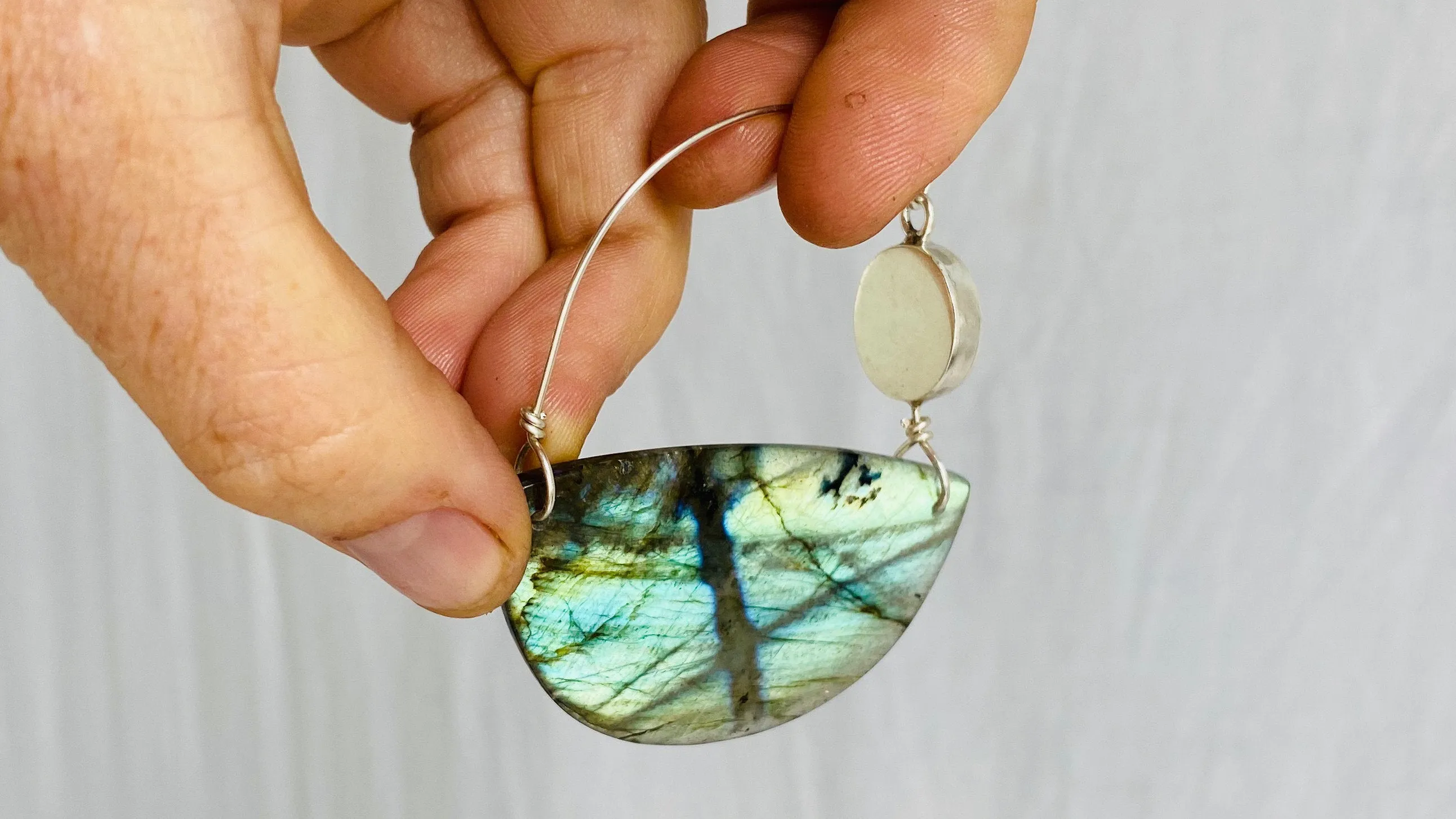 Labradorite And Sterling Earrings. Lovely Flash