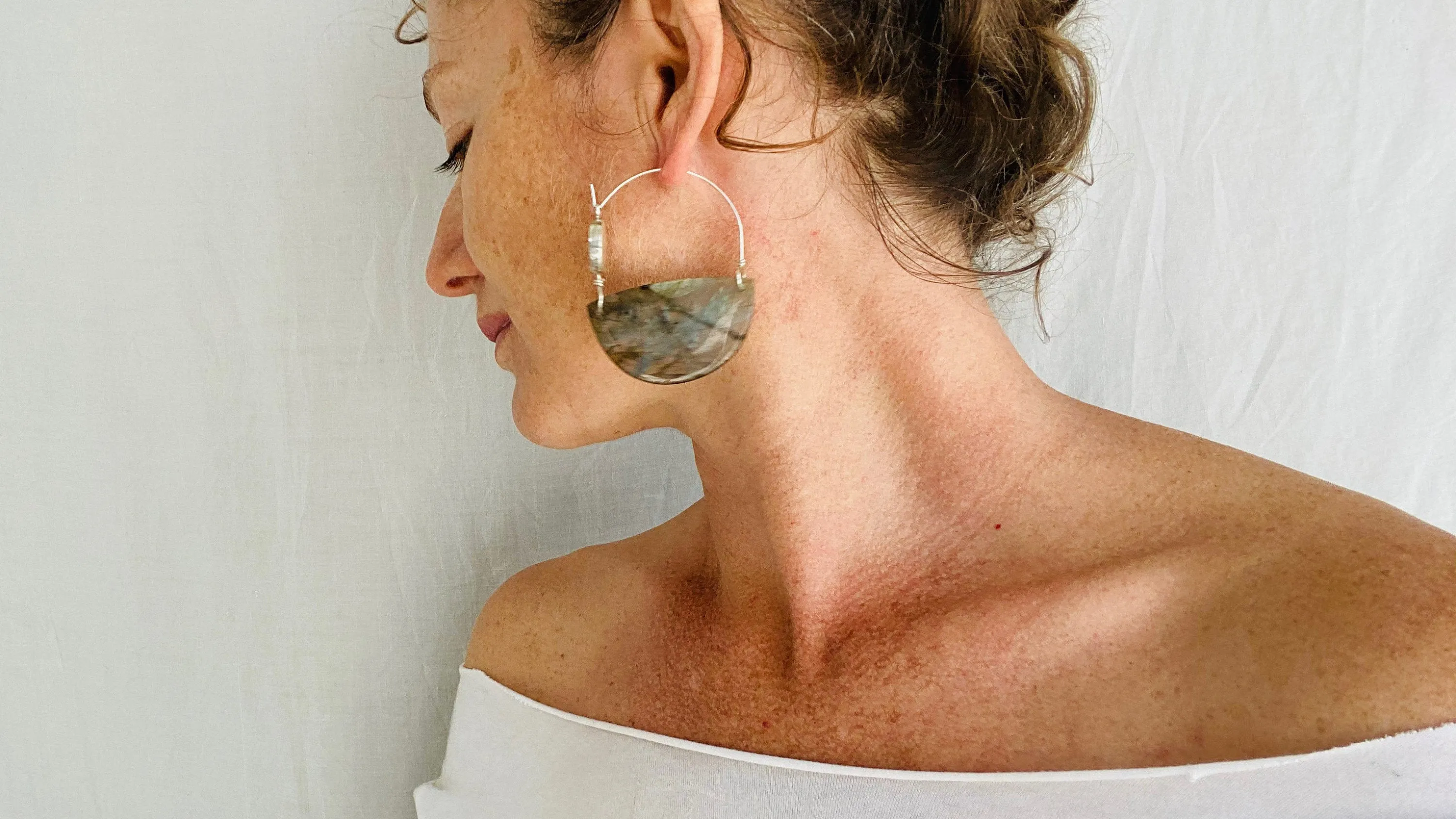 Labradorite And Sterling Earrings. Lovely Flash