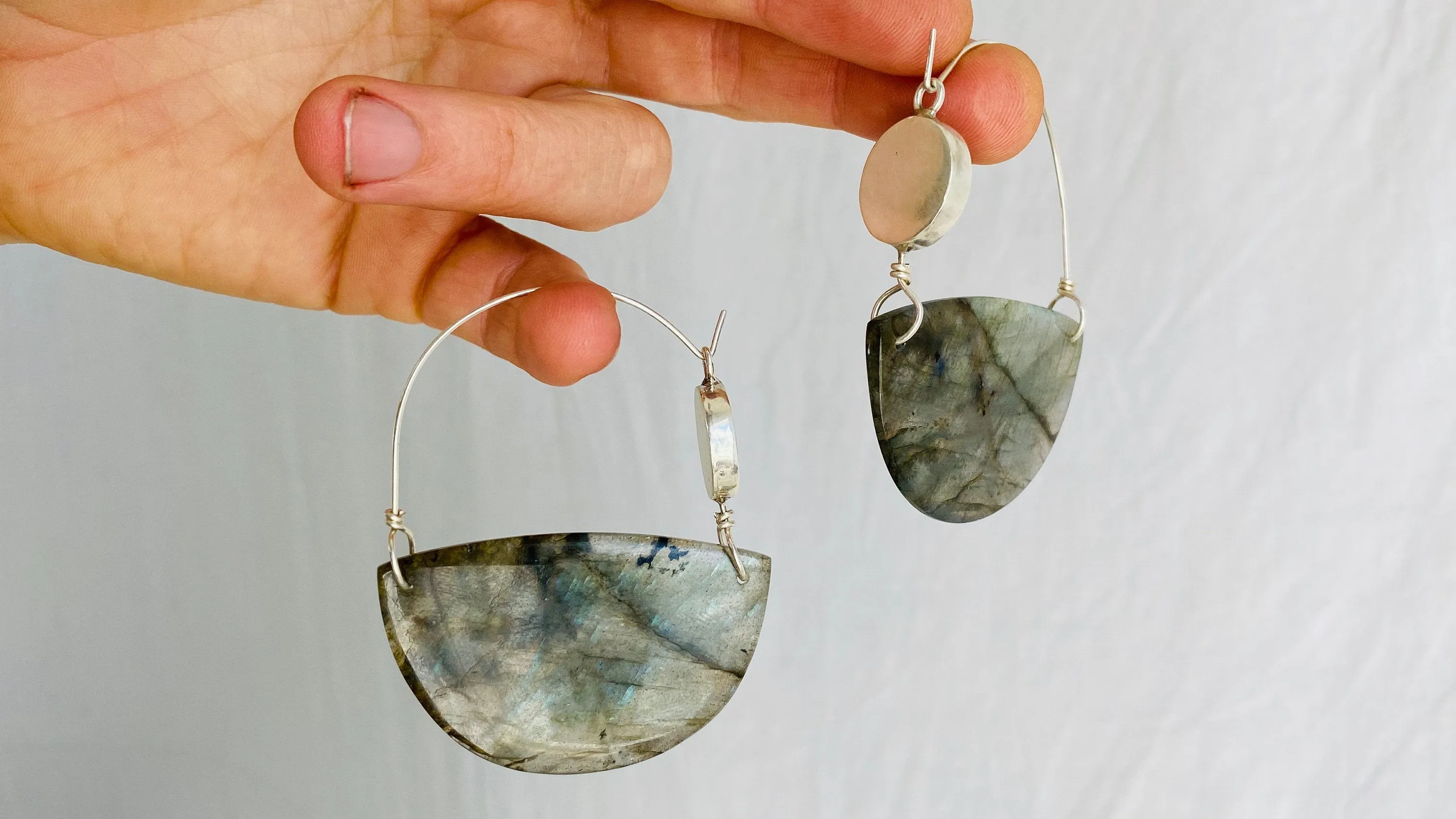 Labradorite And Sterling Earrings. Lovely Flash