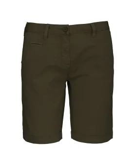 Ladies washed effect Bermuda shorts | Washed Light Khaki