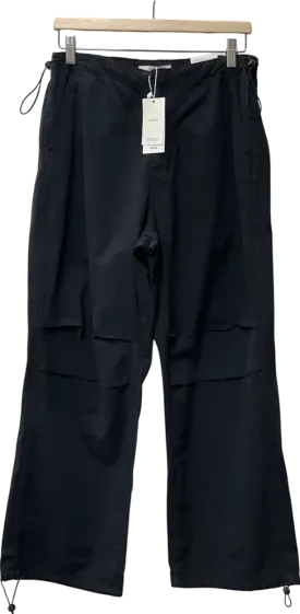 MANGO Black Parachute Pants UK L