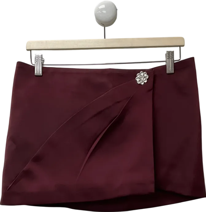MURCI Purple Exclusive Satin Diamante Detail Thigh Split Mini Skirt UK 10