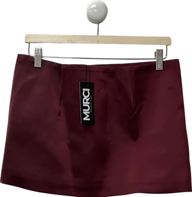 MURCI Purple Exclusive Satin Diamante Detail Thigh Split Mini Skirt UK 10