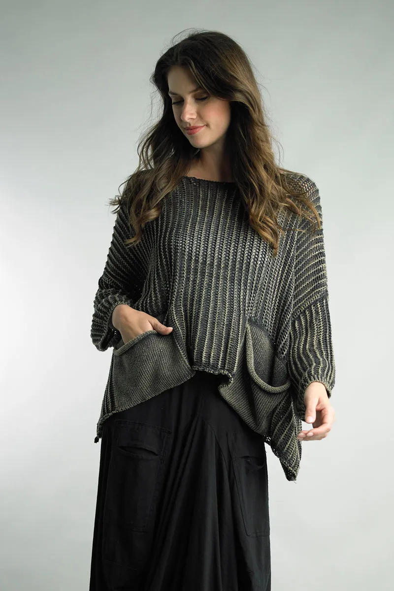Open Knit Pocket Sweater