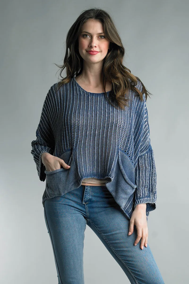 Open Knit Pocket Sweater