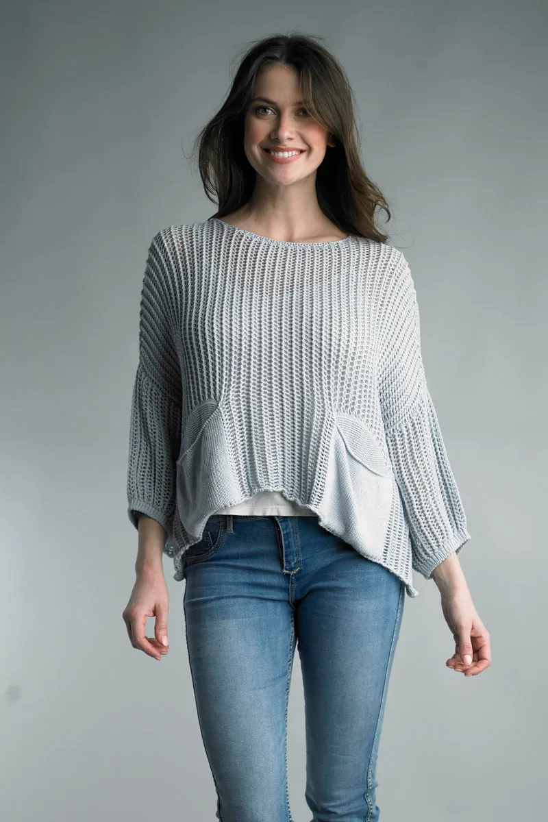 Open Knit Pocket Sweater