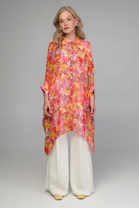 Oversized Colorful Floral Shirt Long