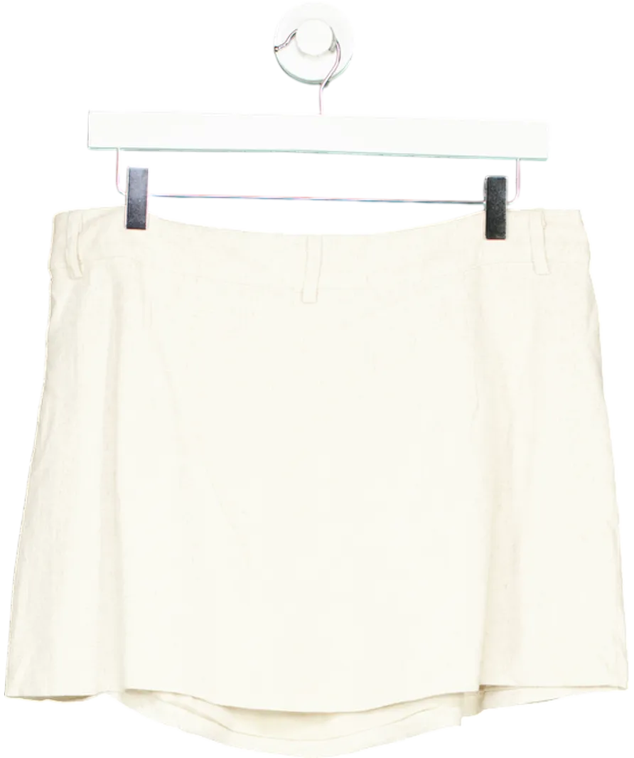 peppermayo Beige Peppermayo Exclusive - Marissa Linen Mini Skirt - Oatmeal UK 12