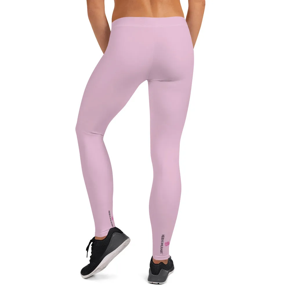 Pink Solid Color Casual Leggings, Premium Luxury Designer Women's Tights-Made in USA/EU