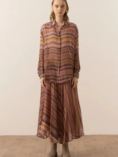 POL - Boulevard Silk Half Circle Skirt - Boulevard Print