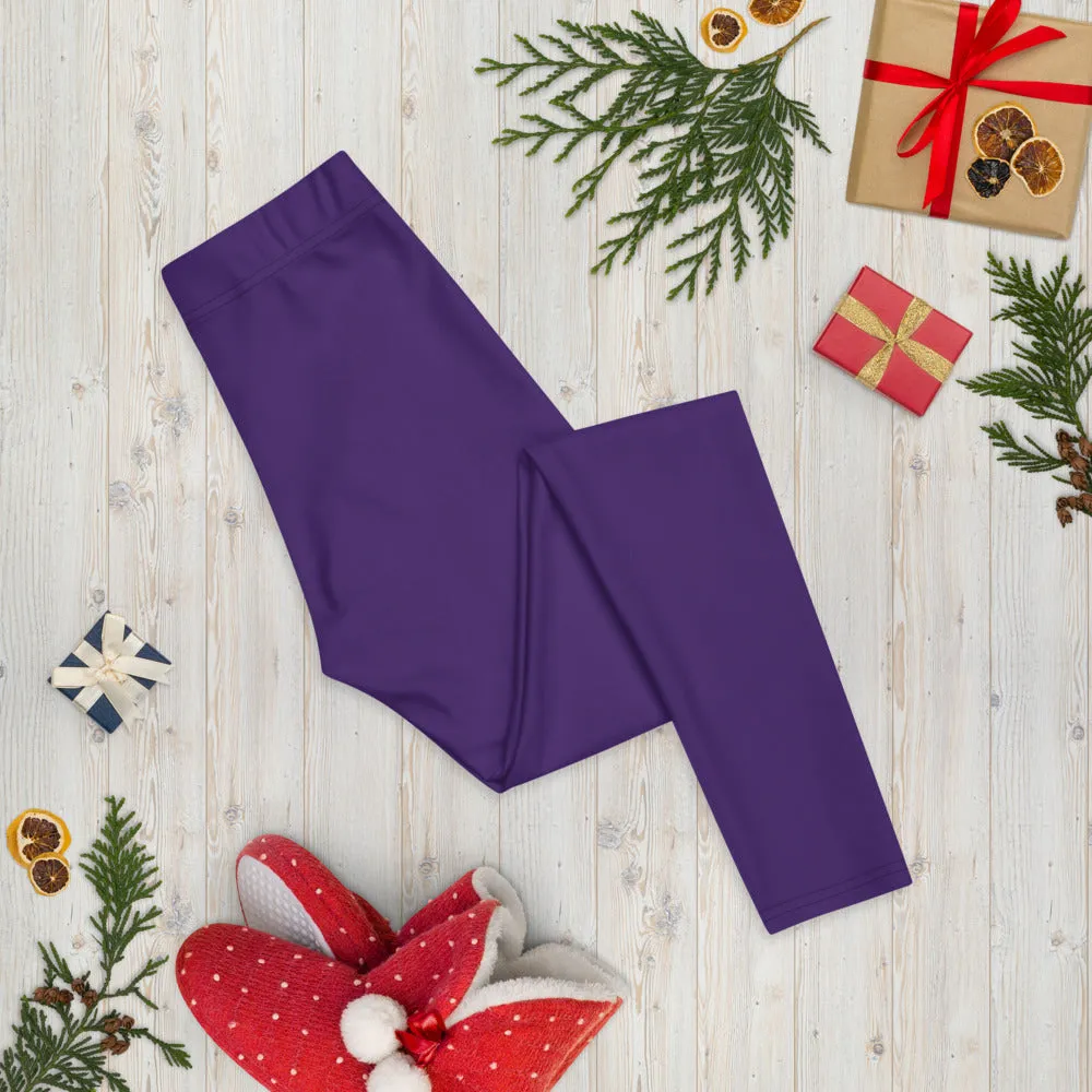 Purple Women's Casual Leggings, Solid Color Ladies' Premium Tights-Made in USA/EU/MX