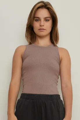 THE BLANK LAB Round Neck Ribbed Cropped Tank
