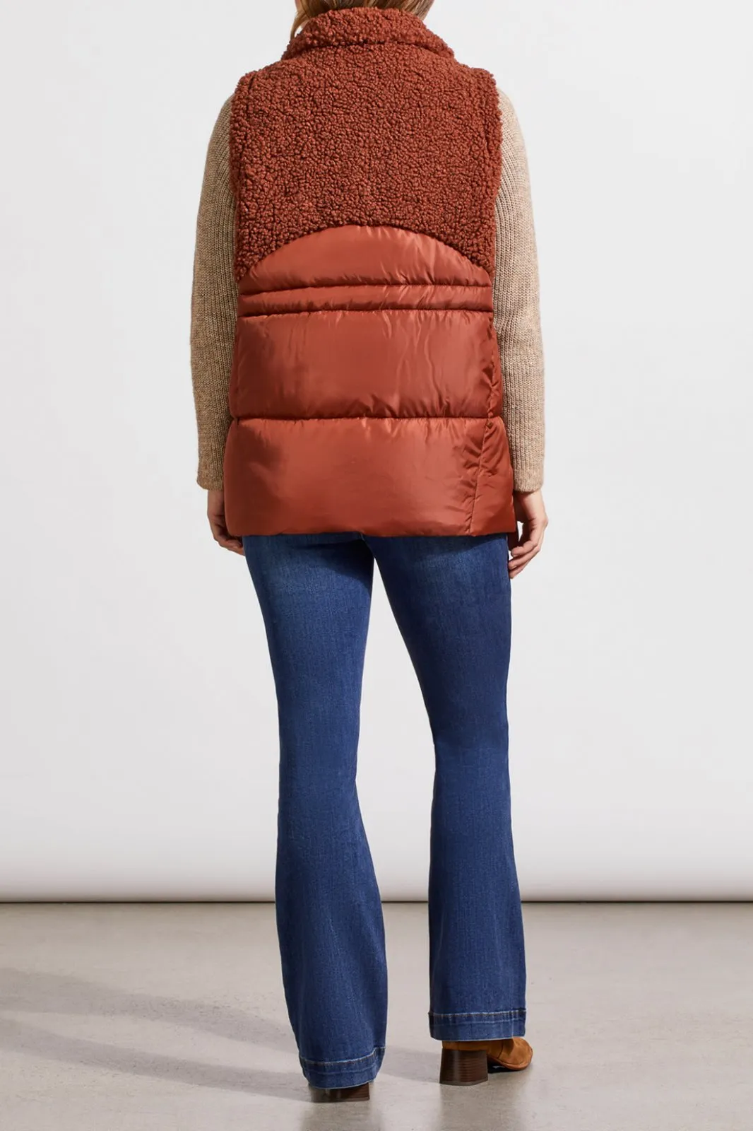 Tribal Ladies Marsala Sleeveless Sherpa Combo Vest