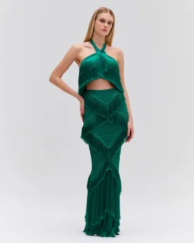 Woven Fringe Trim Maxi Skirt
