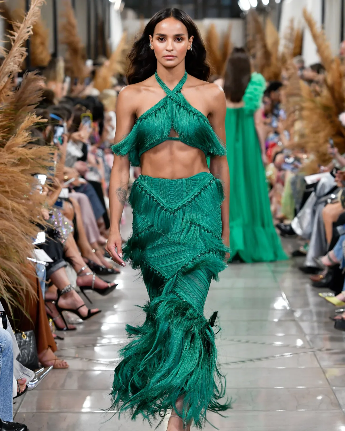 Woven Fringe Trim Maxi Skirt