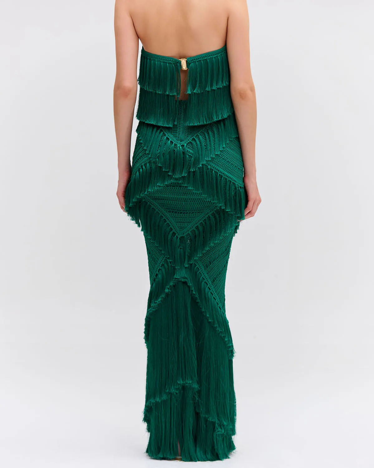 Woven Fringe Trim Maxi Skirt